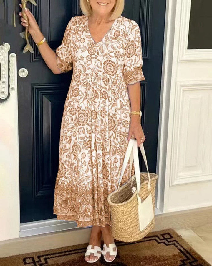 Rocío | Vestido maxi floral elegante con escote en V