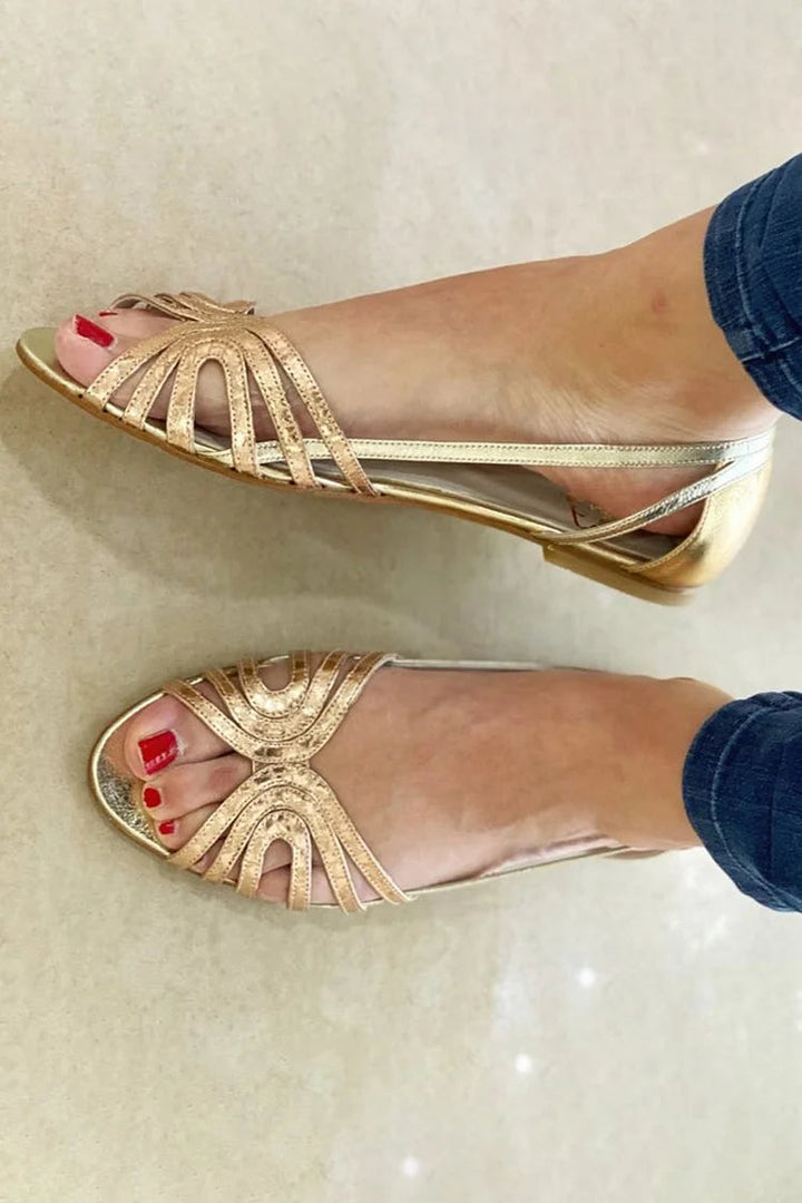 Elena™ | Sandalias Doradas Luz de Verano
