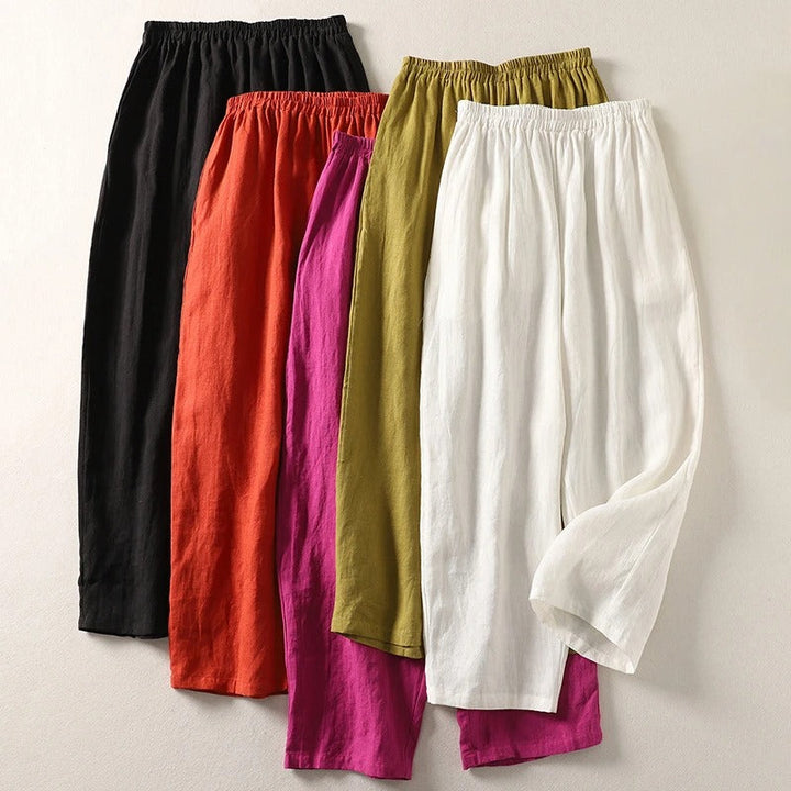 Consuelo | Pantalón fluido de algodón y lino con cintura elástica