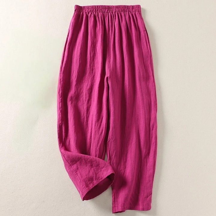 Consuelo | Pantalón fluido de algodón y lino con cintura elástica