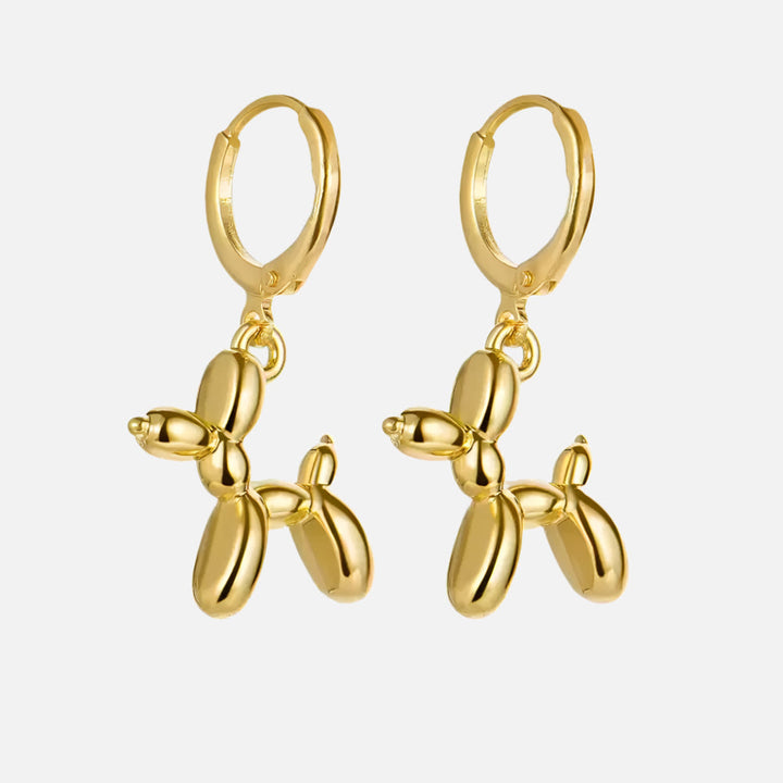 Pendientes Huggie de Oro con Encanto de Perro Globo Mini