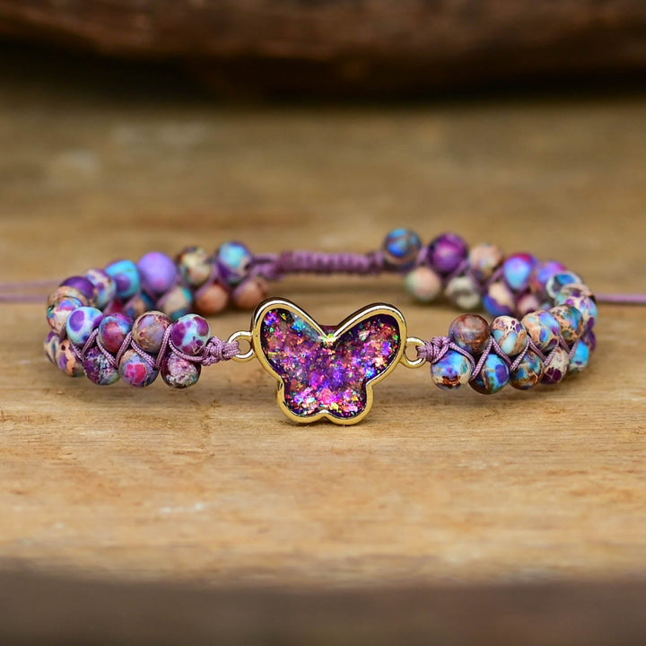 Pulsera de Mariposa de Ópalo Púrpura Druzy