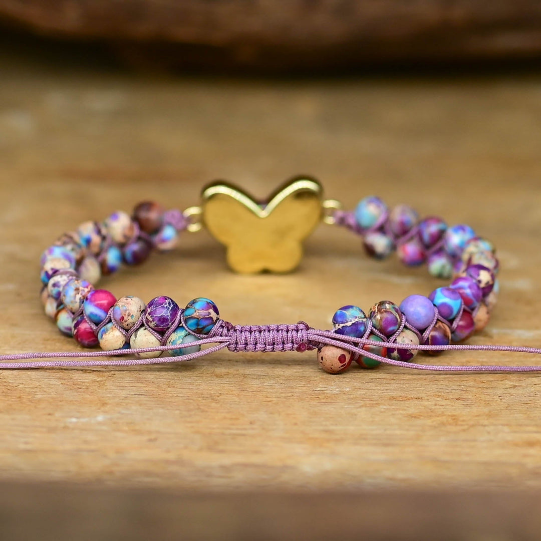 Pulsera de Mariposa de Ópalo Púrpura Druzy