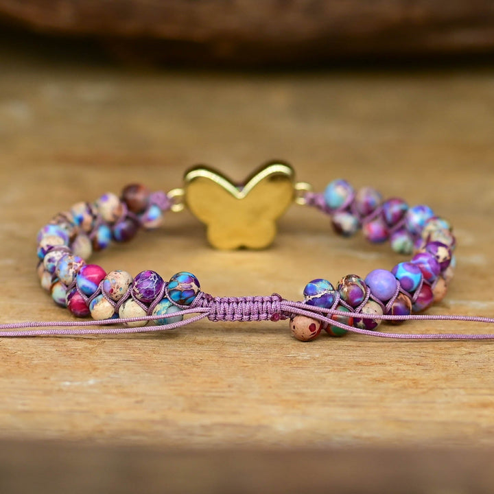 Pulsera de Mariposa de Ópalo Púrpura Druzy
