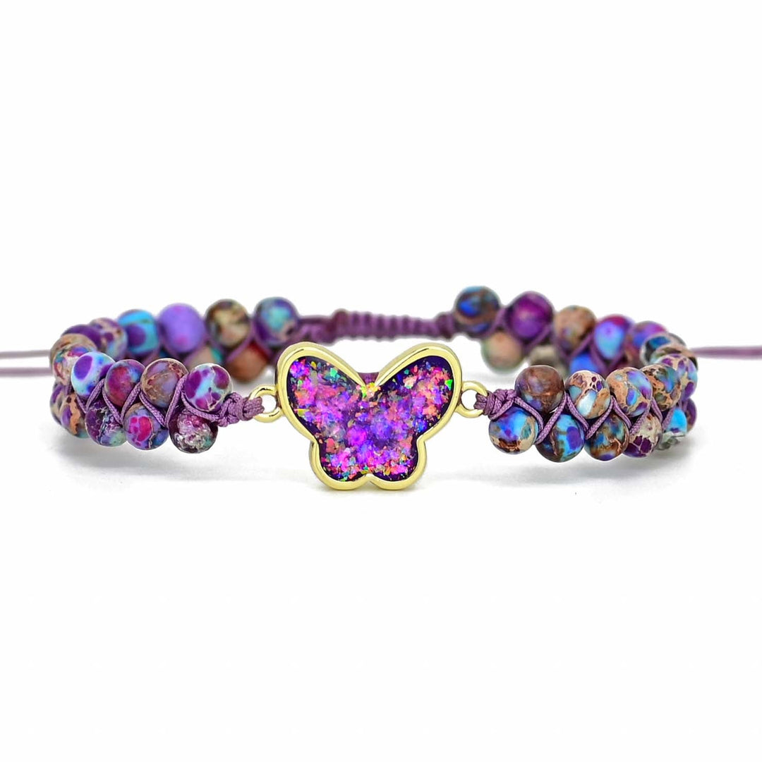 Pulsera de Mariposa de Ópalo Púrpura Druzy
