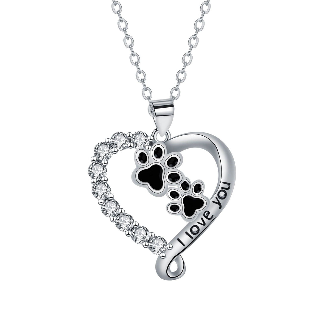 Collar con Colgante en Forma de Corazón y Huella