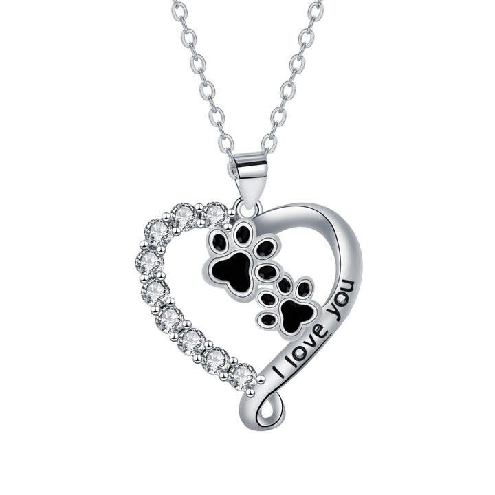 Collar con Colgante en Forma de Corazón y Huella