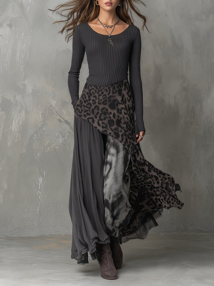 Bárbara | Vestido maxi bohemio con estampado animal