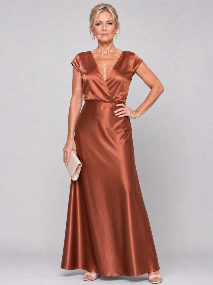 Samouse | Vestido Maxi con Manga Corta y Cuerpo Envolvente