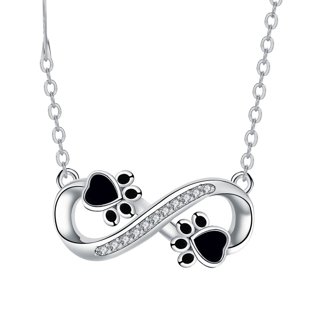 Collar de Huella de Patas Infinita con Zirconia