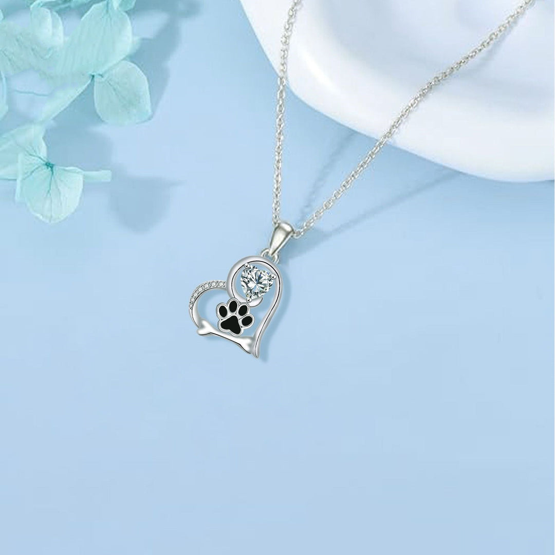 Collar Artesanal con Huella de Perro y Hueso con Zirconia