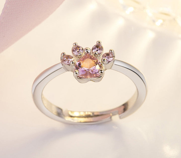 Conjunto de Joyería de Huella en Oro Rosa – 4 Piezas con Corazón de Circonia (Anillo, Collar, Pendientes, Pulsera)