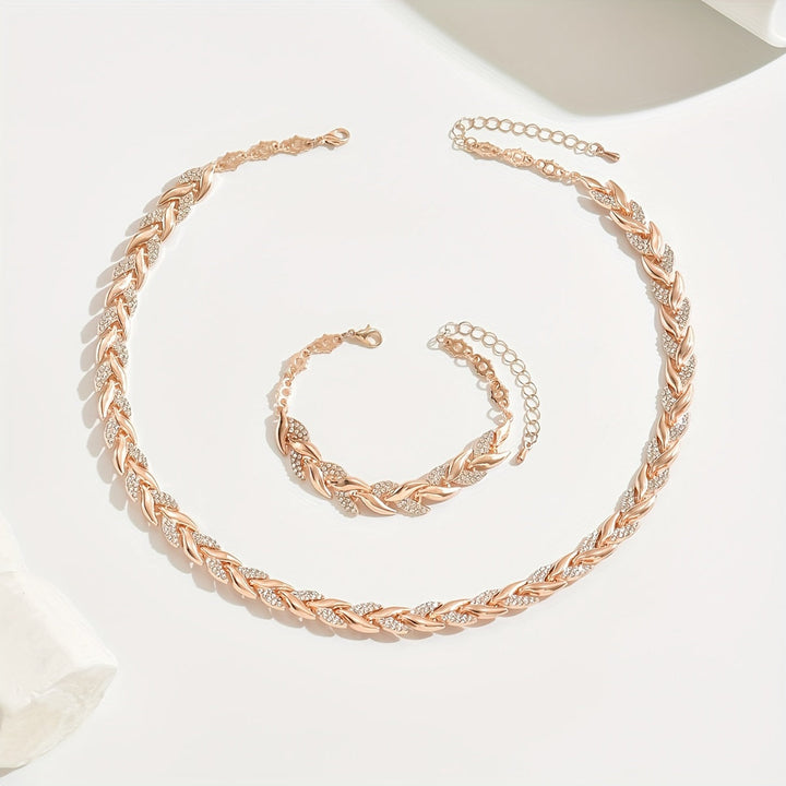 Rocío | Conjunto de collar y pulsera de cola de pez con strass y acabado brillante