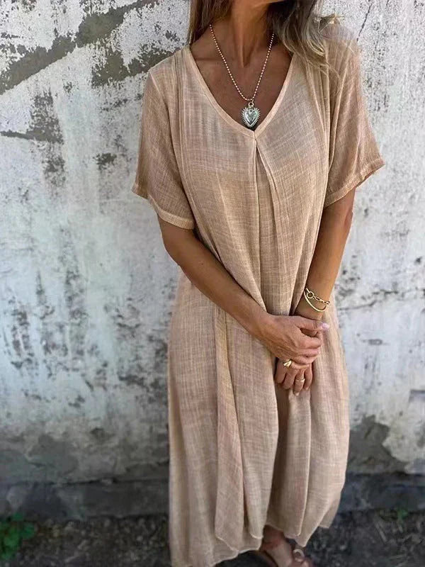 Marisol | Vestido maxi holgado con escote en V y caída fluida