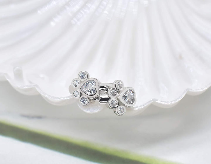 Aros Huggie con Patitas y Zirconia Brillante