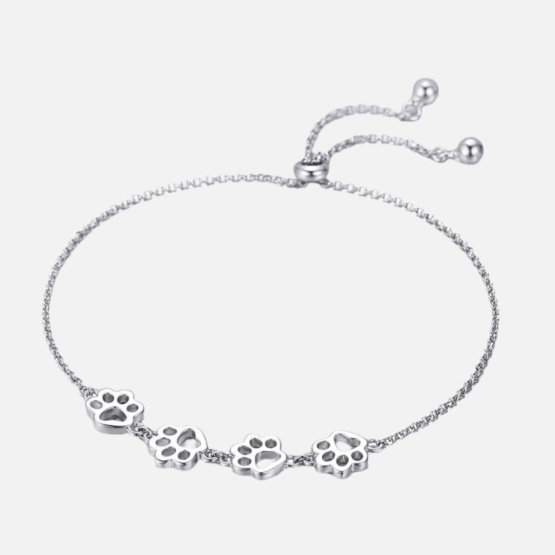 Pulsera de Huella de Patas de Plata de Ley – Ajuste Ajustable
