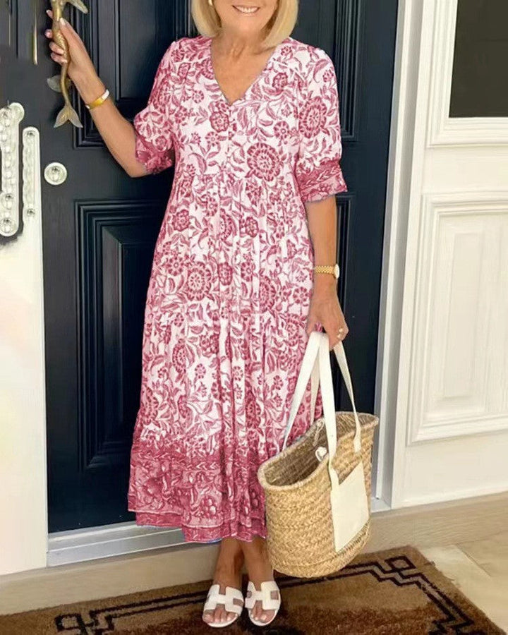 Rocío | Vestido maxi floral elegante con escote en V