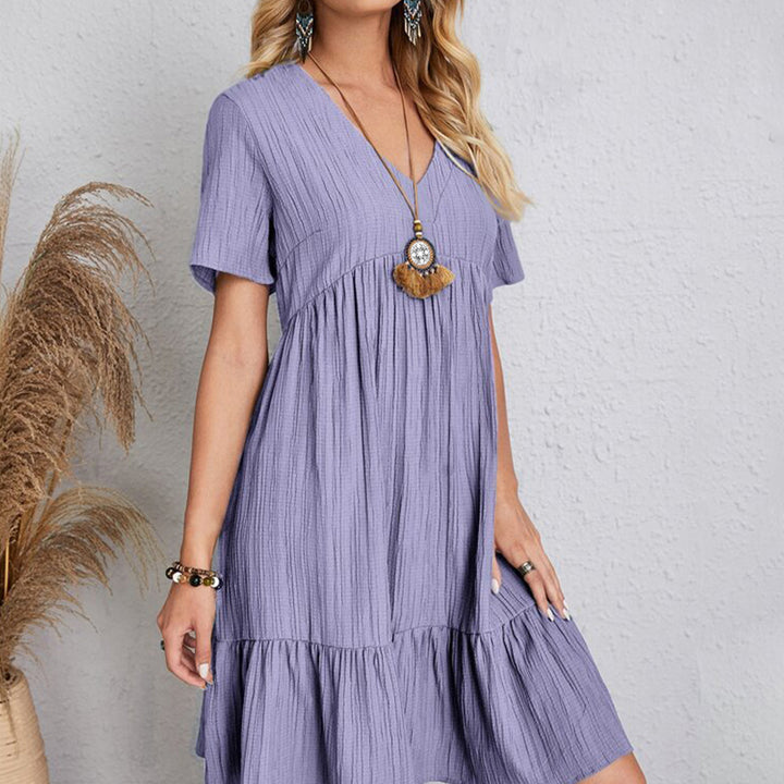 Carmen | Vestido corto bohemio de silueta fluida con cuello en V