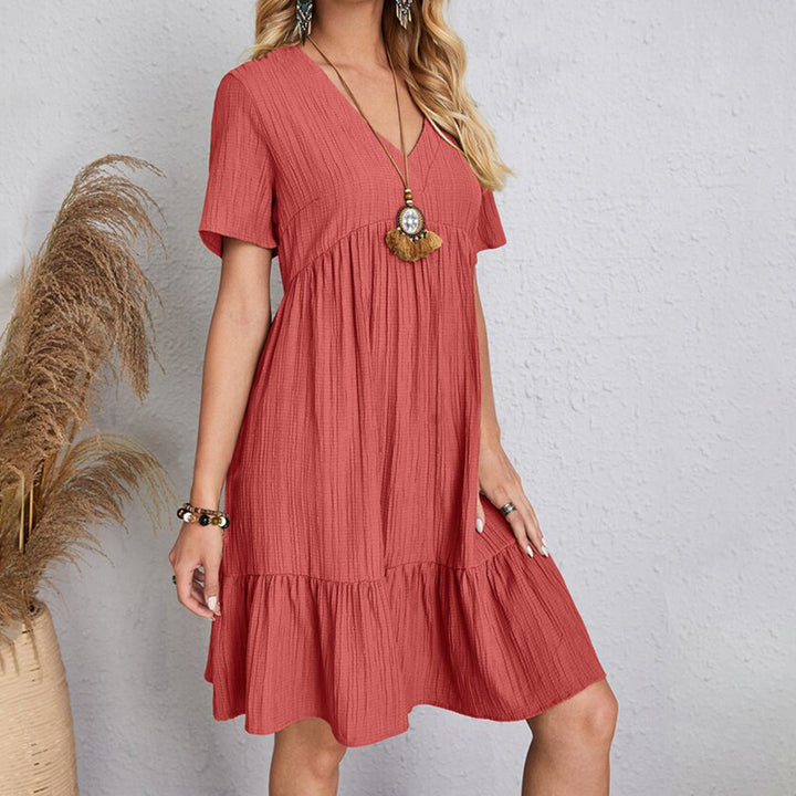 Carmen | Vestido corto bohemio de silueta fluida con cuello en V