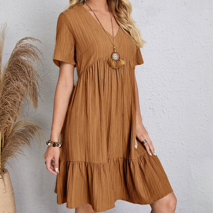 Carmen | Vestido corto bohemio de silueta fluida con cuello en V