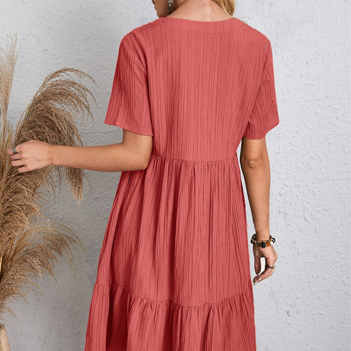Carmen | Vestido corto bohemio de silueta fluida con cuello en V