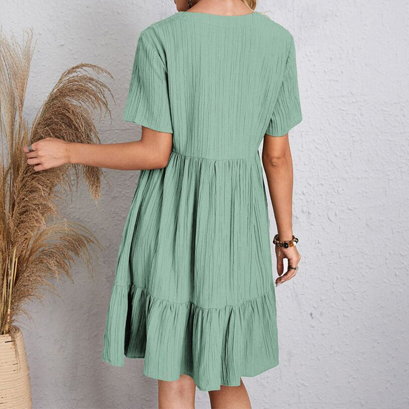 Carmen | Vestido corto bohemio de silueta fluida con cuello en V