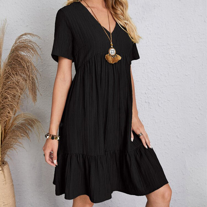Carmen | Vestido corto bohemio de silueta fluida con cuello en V