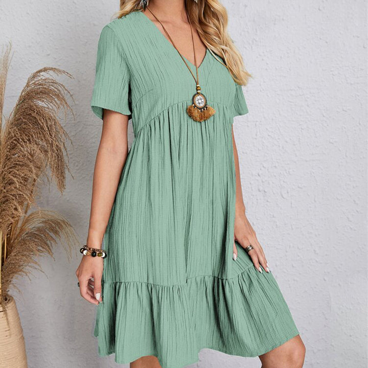 Carmen | Vestido corto bohemio de silueta fluida con cuello en V