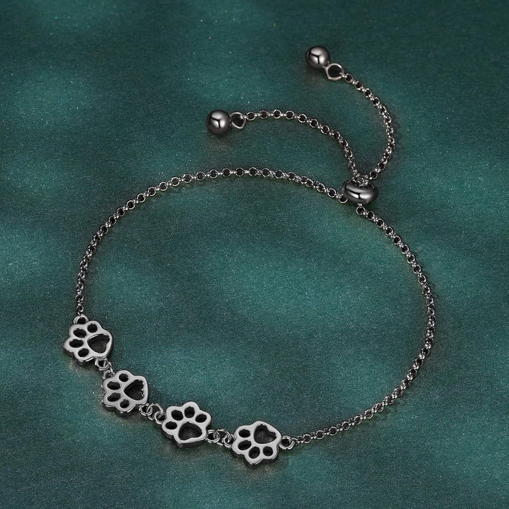 Pulsera de Huella de Patas de Plata de Ley – Ajuste Ajustable