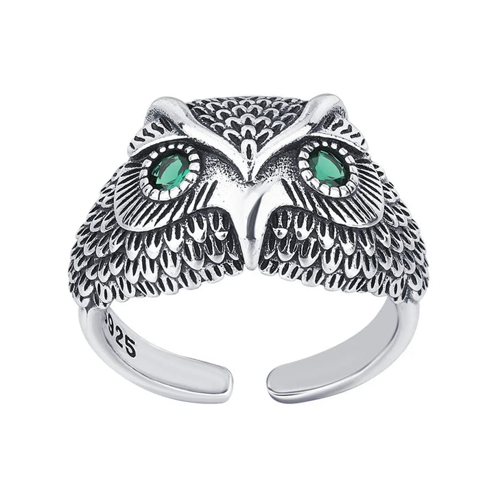 Anillo de Búho de Plata Esterlina