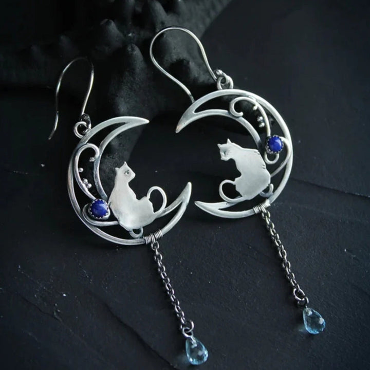 Pendientes Boho de Zirconia Azul en Plata de Ley