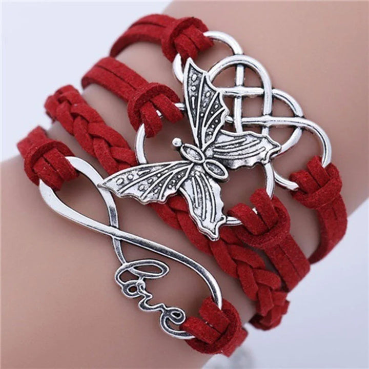 Pulsera de Cuero Mariposa Amor Vintage