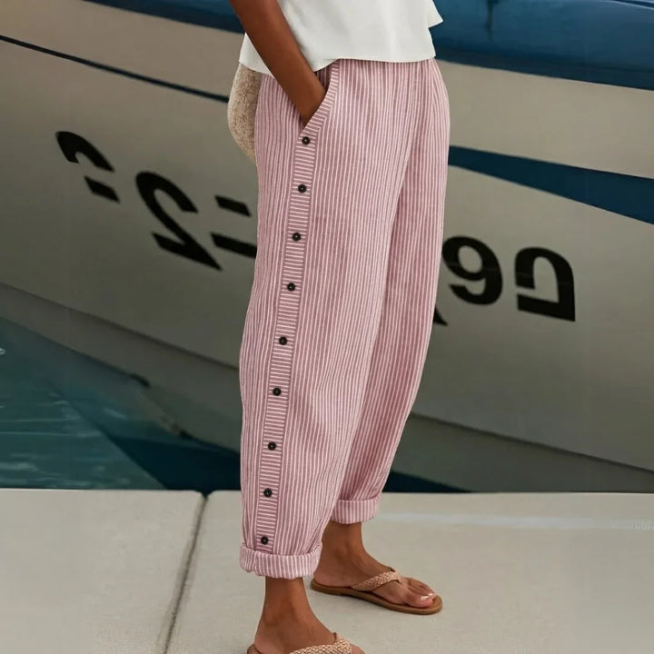 Isabel | Pantalón Recto Rayas Botones