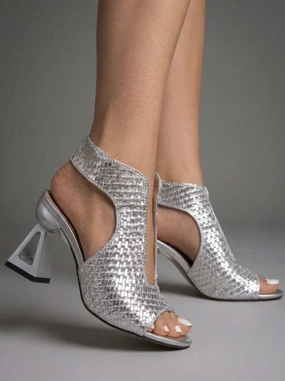 Silvana | Elegantes sandalias trenzadas de tacón estable