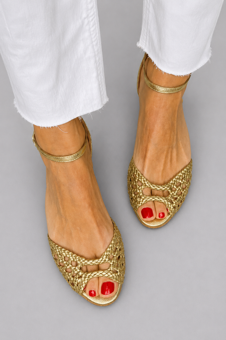 Sandalias Isadora Trenzadas Doradas Comfort