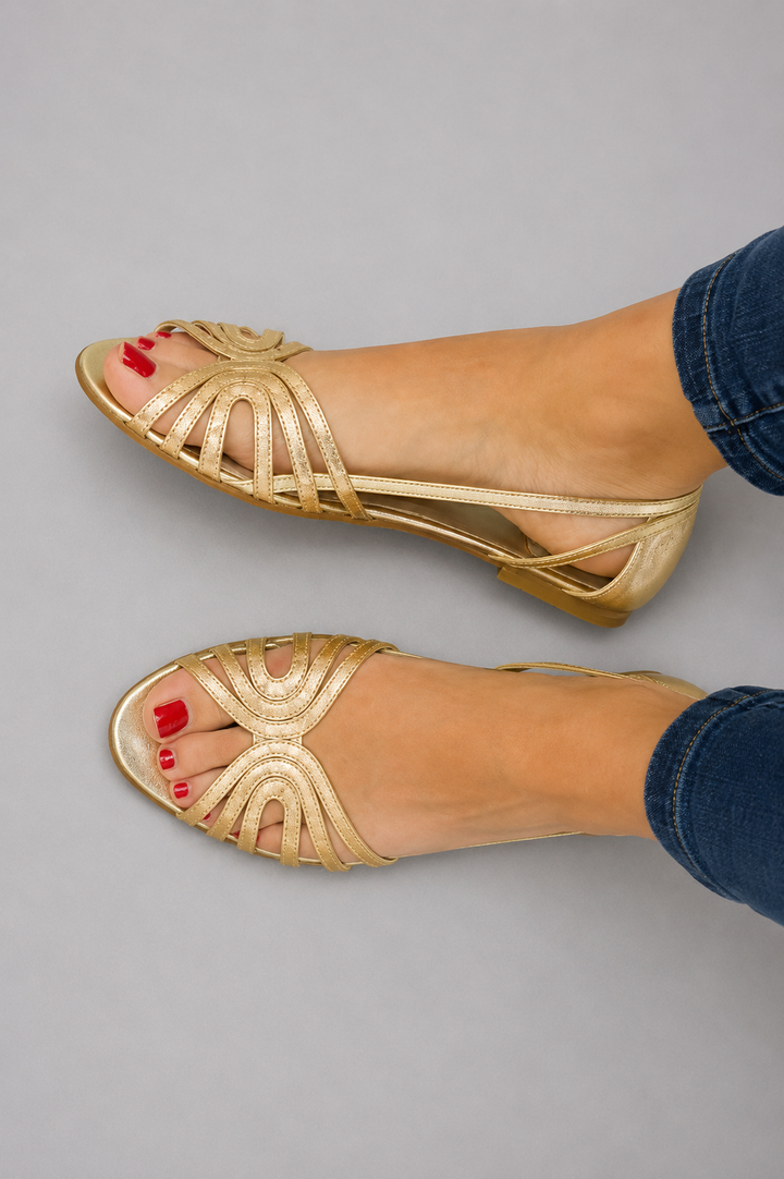 Elena™ | Sandalias Doradas Luz de Verano