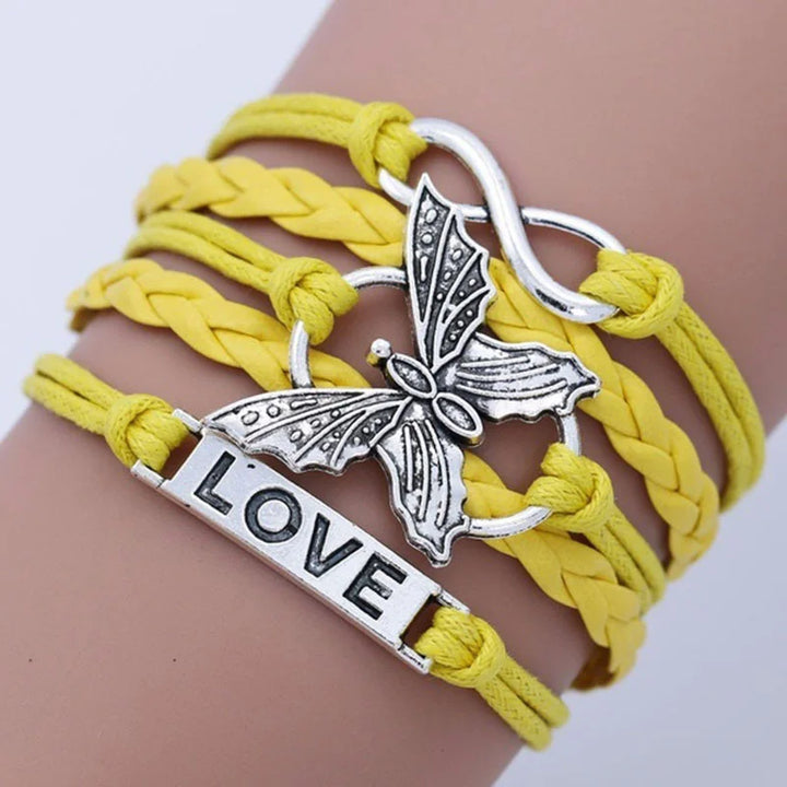 Pulsera de Cuero Mariposa Amor Vintage