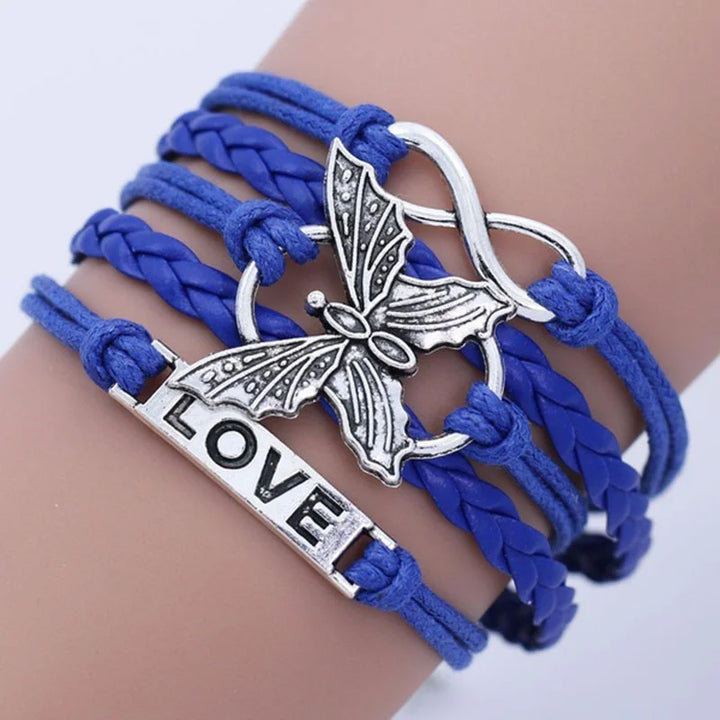 Pulsera de Cuero Mariposa Amor Vintage