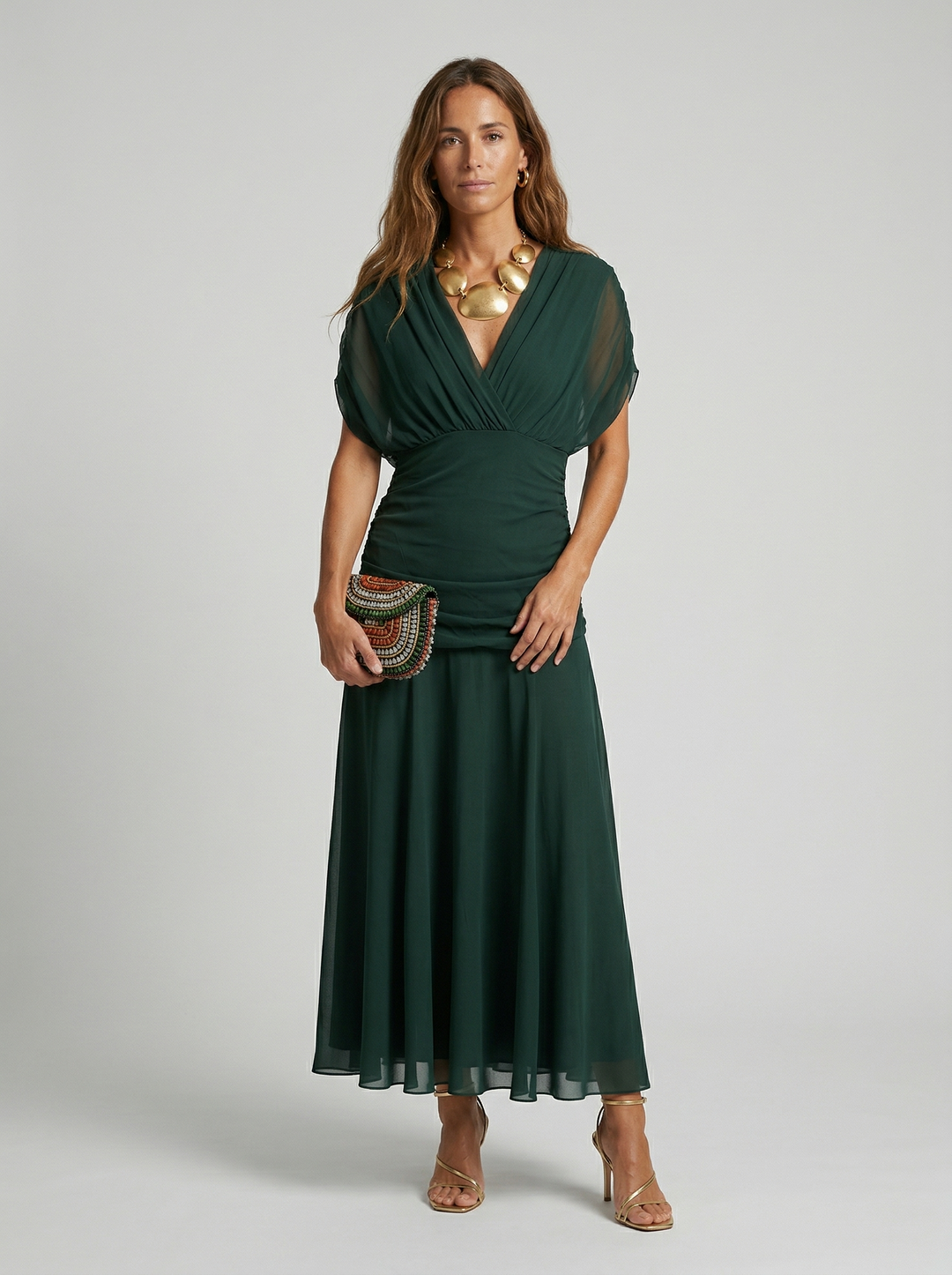 Beatriz | Vestido largo con cuello en V y estampado floral