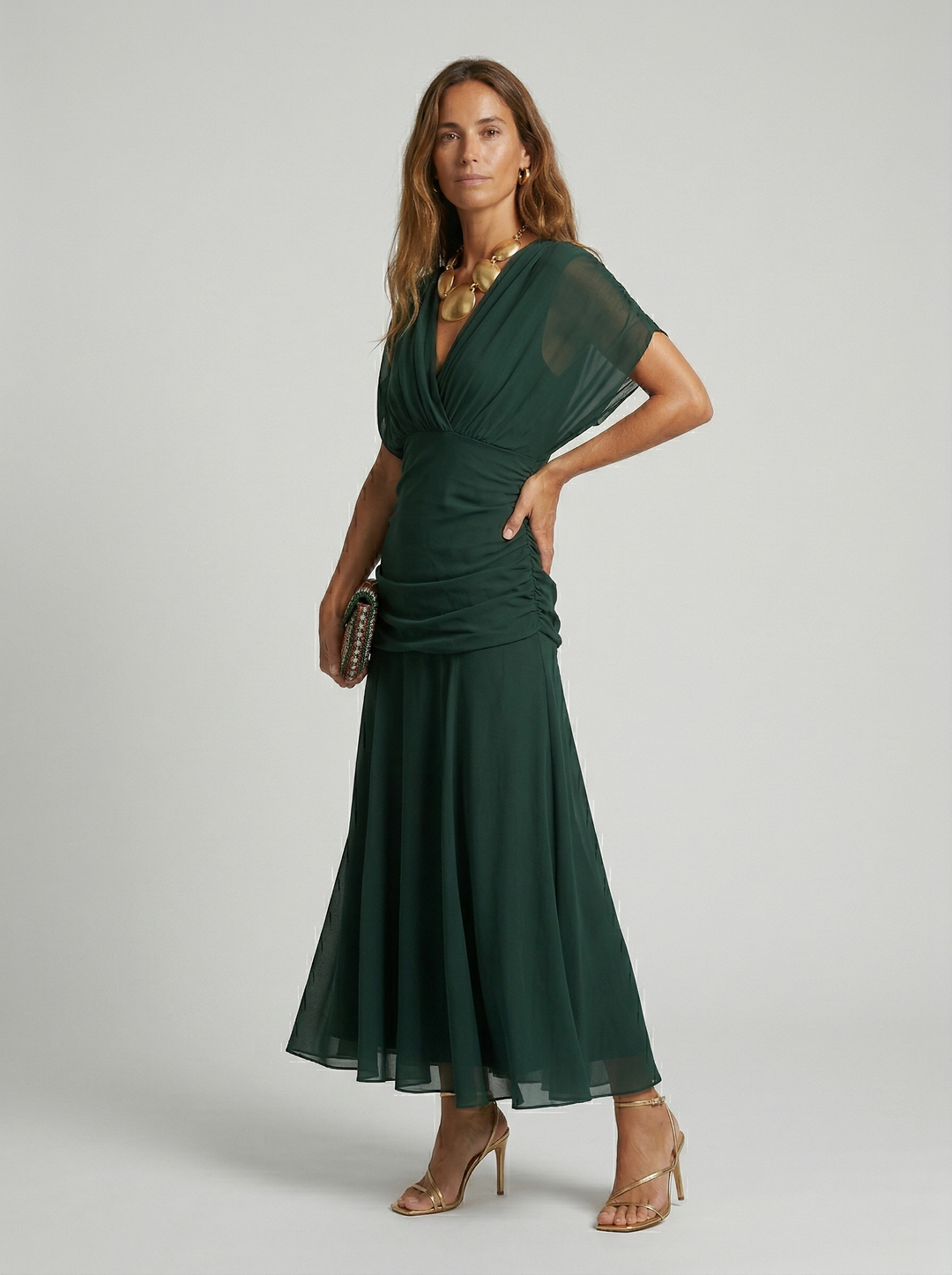 Beatriz | Vestido largo con cuello en V y estampado floral