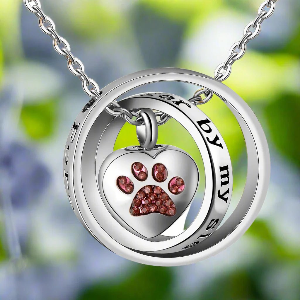 "Ya No A Mi Lado, Siempre En Mi Corazón" – Collar de Urna de Acero Inoxidable con Huella