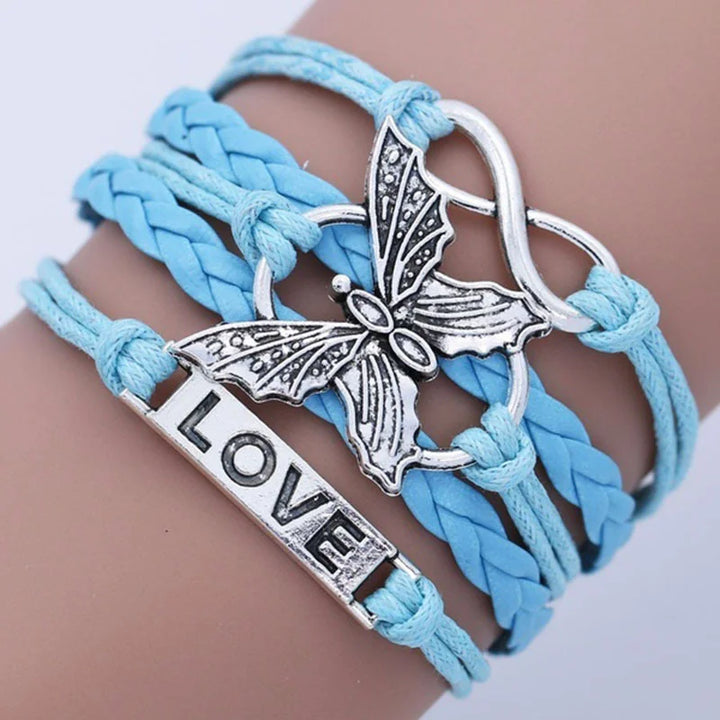 Pulsera de Cuero Mariposa Amor Vintage
