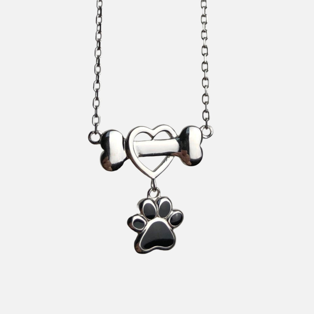 Collar de Huella de Perro Delicado en Acero Inoxidable