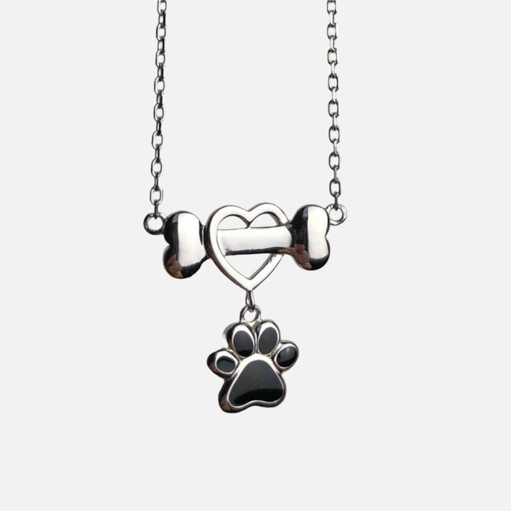 Collar de Huella de Perro Delicado en Acero Inoxidable