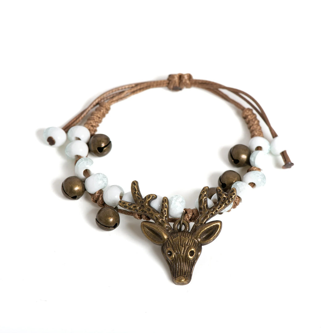 Pulsera de Encanto de Ciervo de Cerámica Hecha a Mano