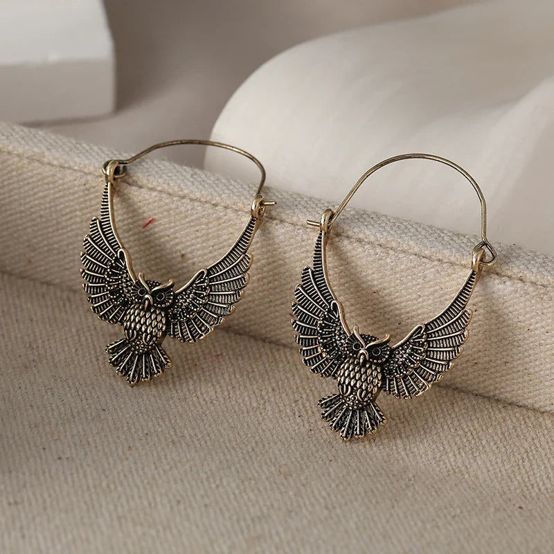 Pendientes Declarativos de Búho Vintage Bohemio