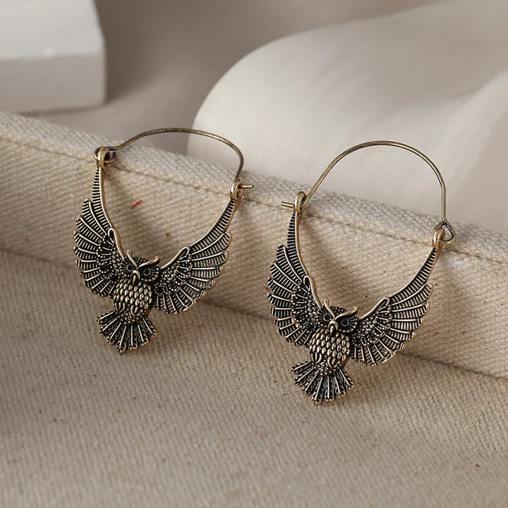 Pendientes Declarativos de Búho Vintage Bohemio