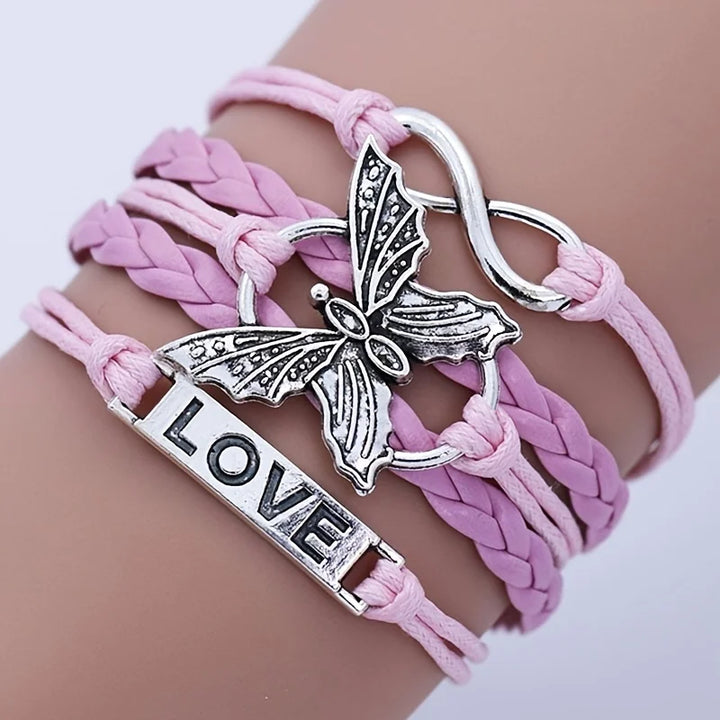 Pulsera de Cuero Mariposa Amor Vintage