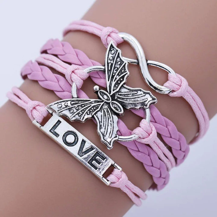 Pulsera de Cuero Mariposa Amor Vintage