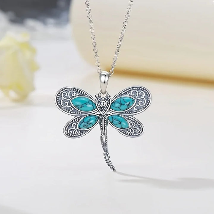 Collar de Colgante de Plata con Sueños de Libélula